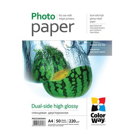 ColorWay | 220 g/m² | A4 | High Glossy dual-side Photo Paper